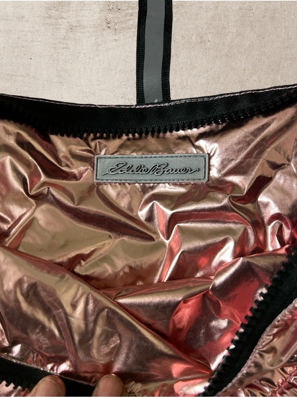Eddie Bauer Pink Gold Quilted Pet Coat with Front Pocket